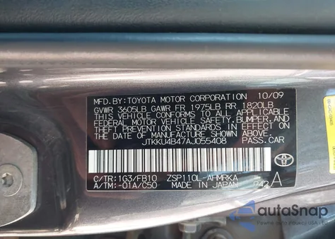 2010 Scion Xd z USA, uszkodzony, nr VIN JTKKU4B47AJ055408